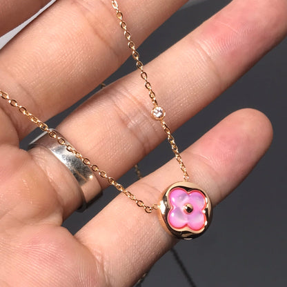 [Zalyn]COLOR BLOSSOM PINK MOP SUN GOLD NECKLACE