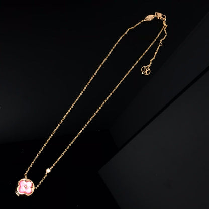 [Zalyn]COLOR BLOSSOM PINK MOP SUN GOLD NECKLACE