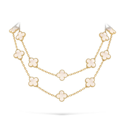 [Zalyn]CLASSIC 20-MOTIF LUCKY CLOVER LONG NECKLACE GOLD COLLECTION