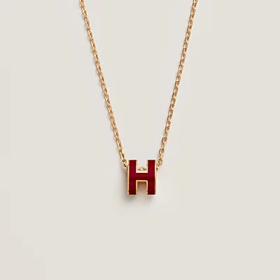 [Zalyn]HM CLIC RED ENAMEL GOLD NECKLACE