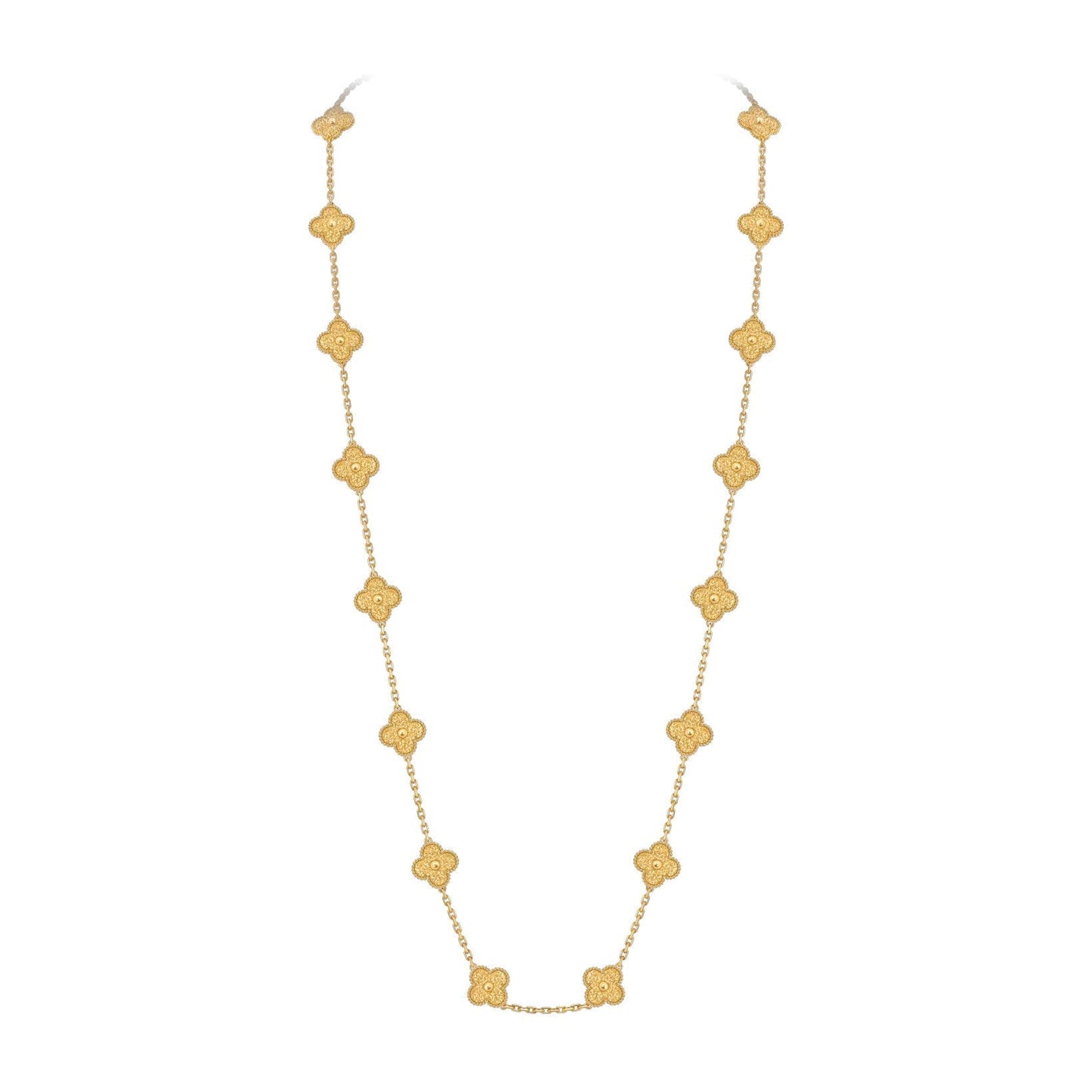 [Zalyn]CLASSIC 20-MOTIF LUCKY CLOVER LONG NECKLACE GOLD COLLECTION