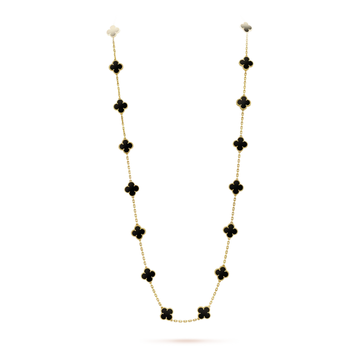 [Zalyn Jewelry ]CLOVER 20 MOTIFS ONYX NECKLACE