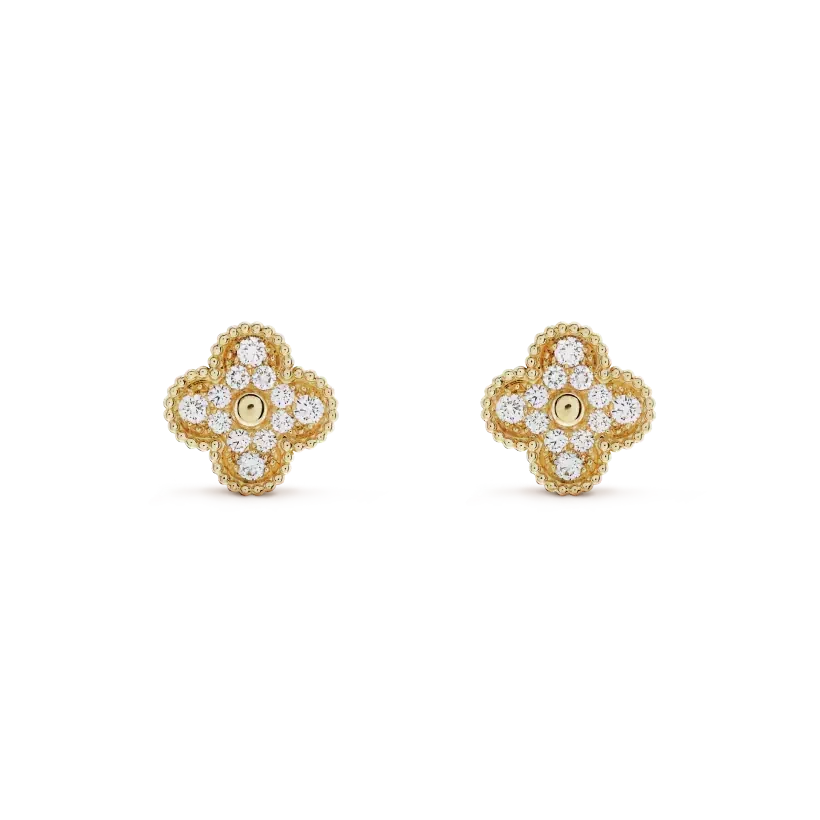 [Zalyn Jewelry ]CLOVER MEDIUM 1 MOTIFS FUll DIAMOND EARRINGS
