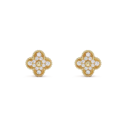 [Zalyn Jewelry ]CLOVER MEDIUM 1 MOTIFS FUll DIAMOND EARRINGS