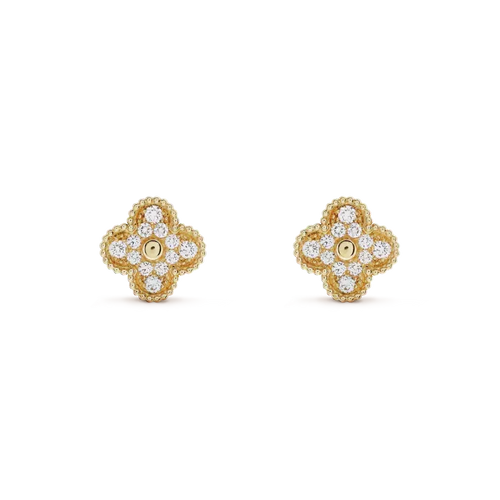 [Zalyn Jewelry ]CLOVER MEDIUM 1 MOTIFS FUll DIAMOND EARRINGS