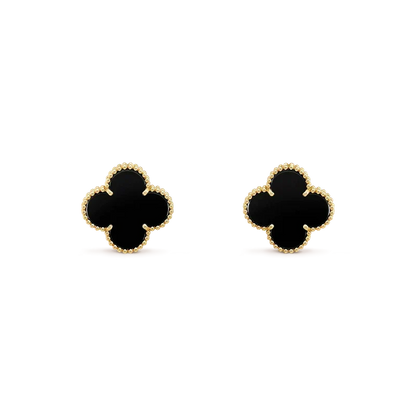 [Zalyn Jewelry ]CLOVER MEDIUM 1 MOTIFS  ONYX STUD EARRINGS