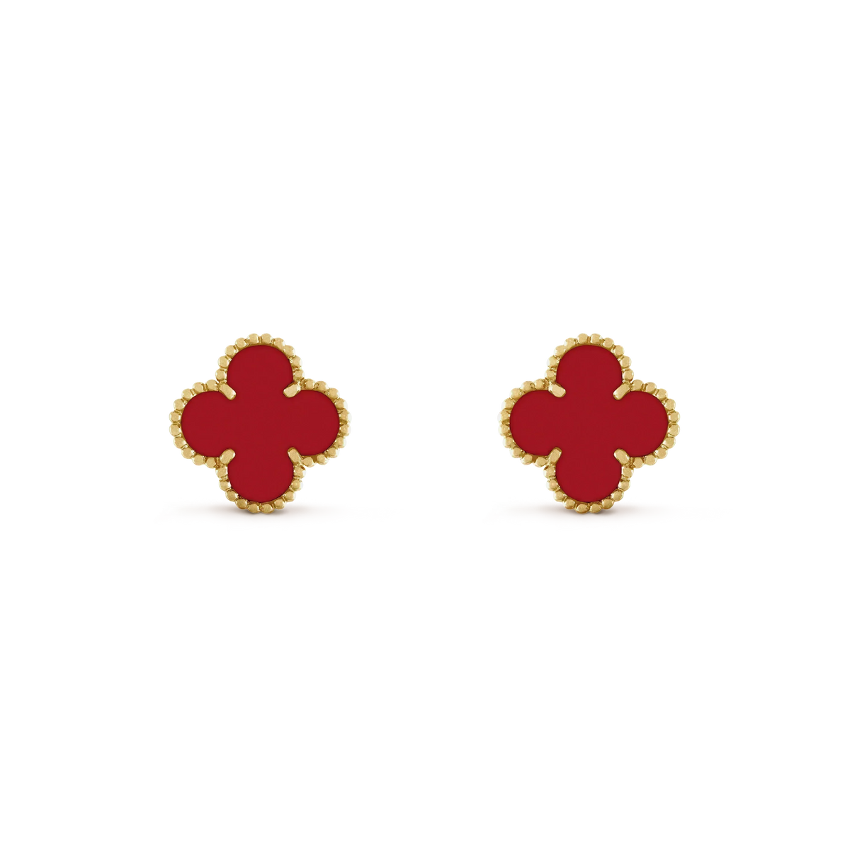 [Zalyn Jewelry ]CLOVER MINI 9.5MM CARNELIAN EARRINGS