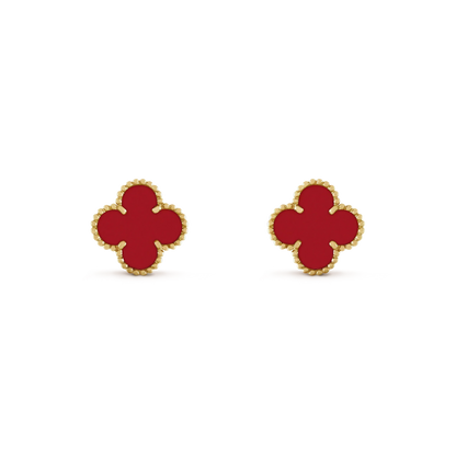 [Zalyn Jewelry ]CLOVER MINI 9.5MM CARNELIAN EARRINGS