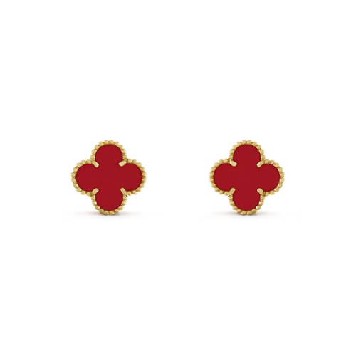 [Zalyn Jewelry ]CLOVER MINI 9.5MM CARNELIAN EARRINGS