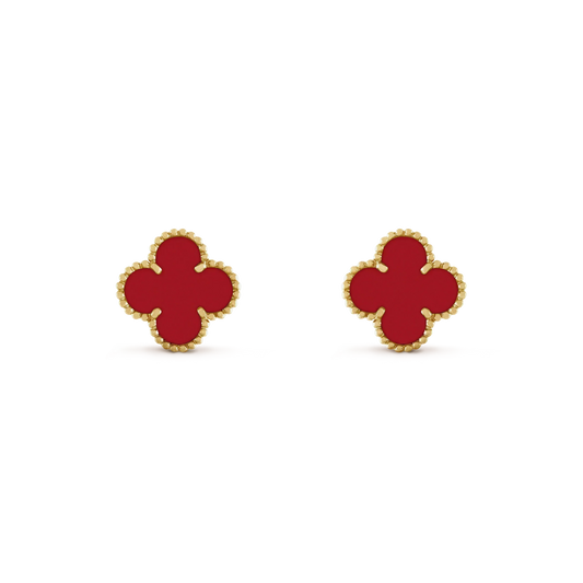 [Zalyn Jewelry ]CLOVER MINI 9.5MM CARNELIAN EARRINGS