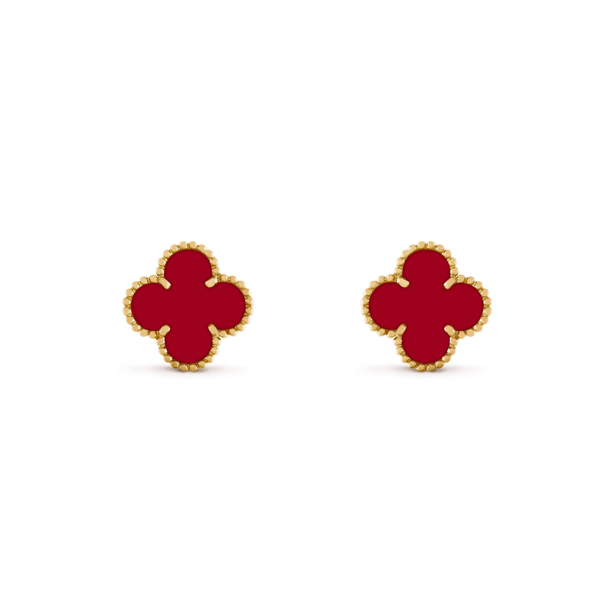 [Zalyn Jewelry ]CLOVER MEDIUM 1 MOTIFS CARNELIAN  EARRINGS
