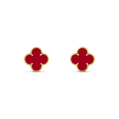 [Zalyn Jewelry ]CLOVER MEDIUM 1 MOTIFS CARNELIAN  EARRINGS