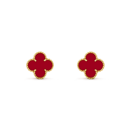 [Zalyn Jewelry ]CLOVER MEDIUM 1 MOTIFS CARNELIAN  EARRINGS
