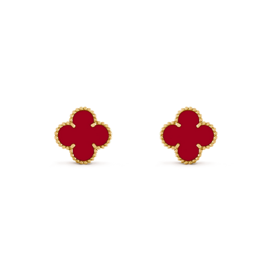 [Zalyn Jewelry ]CLOVER MEDIUM 1 MOTIFS CARNELIAN  EARRINGS