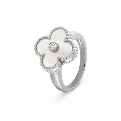 [Zalyn Jewelry ]CLOVER SILVER MOP DIAMOND RING