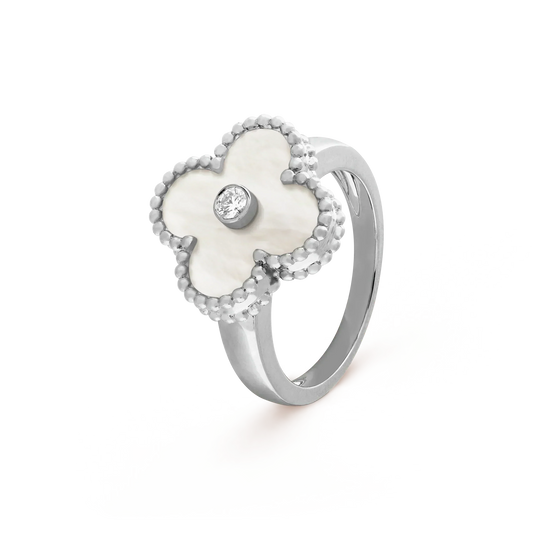 [Zalyn Jewelry ]CLOVER SILVER MOP DIAMOND RING