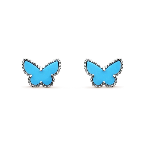 [Zalyn Jewelry ]BUTTERFLY TURQUOISE EARRINGS SILVER