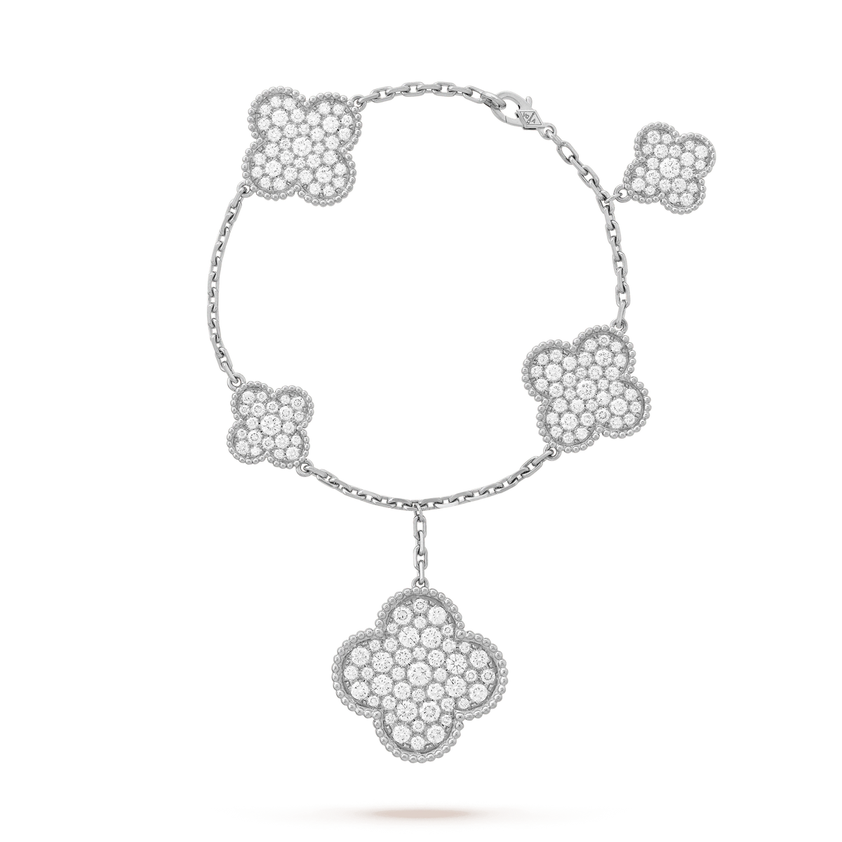 [Zalyn Jewelry ]CLOVER 6 MOTIFS SILVER DIAMOND BRACELET