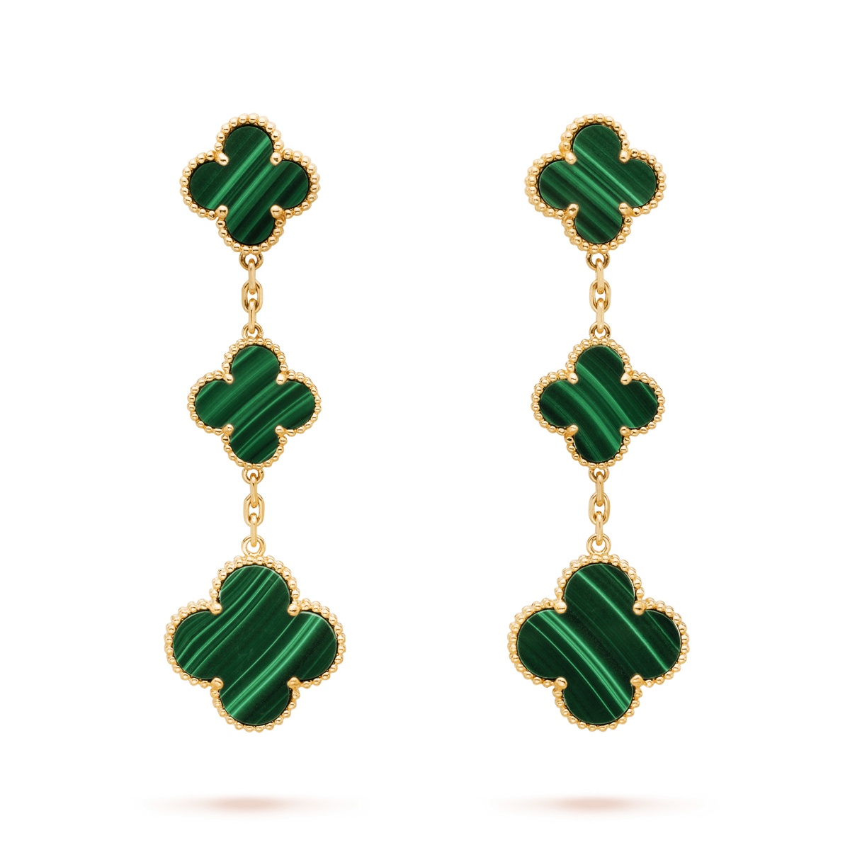 [Zalyn Jewelry ]CLOVER MALACHITE 3 MOTIFS GOLD