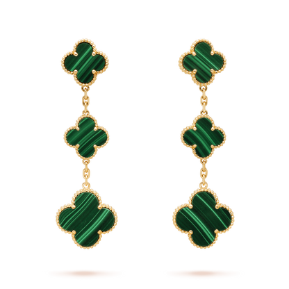 [Zalyn Jewelry ]CLOVER MALACHITE 3 MOTIFS GOLD