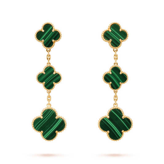 [Zalyn Jewelry ]CLOVER MALACHITE 3 MOTIFS GOLD