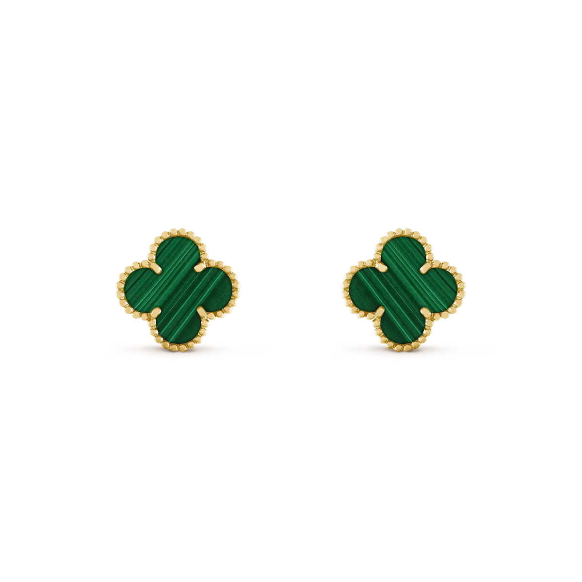 [Zalyn Jewelry ]CLOVER MEDIUM 1 MOTIFS MALACHITE  EARRINGS