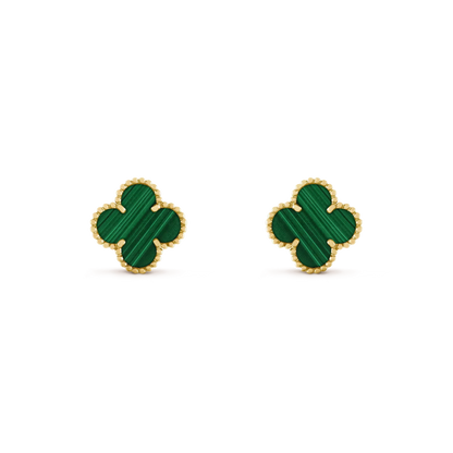 [Zalyn Jewelry ]CLOVER MEDIUM 1 MOTIFS MALACHITE  EARRINGS