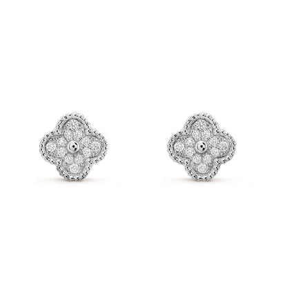 [Zalyn Jewelry ]CLOVER MINI DIAMOND STUD EARRINGS