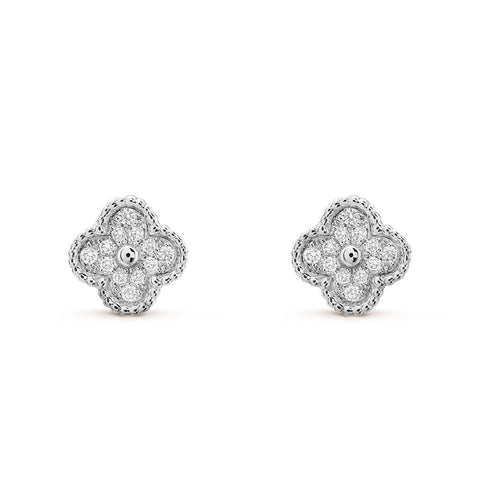 [Zalyn Jewelry ]CLOVER MINI DIAMOND STUD EARRINGS