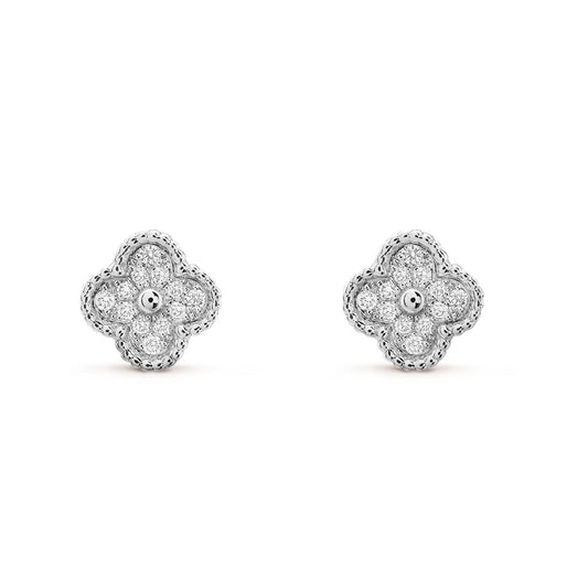 [Zalyn Jewelry ]CLOVER MINI DIAMOND STUD EARRINGS