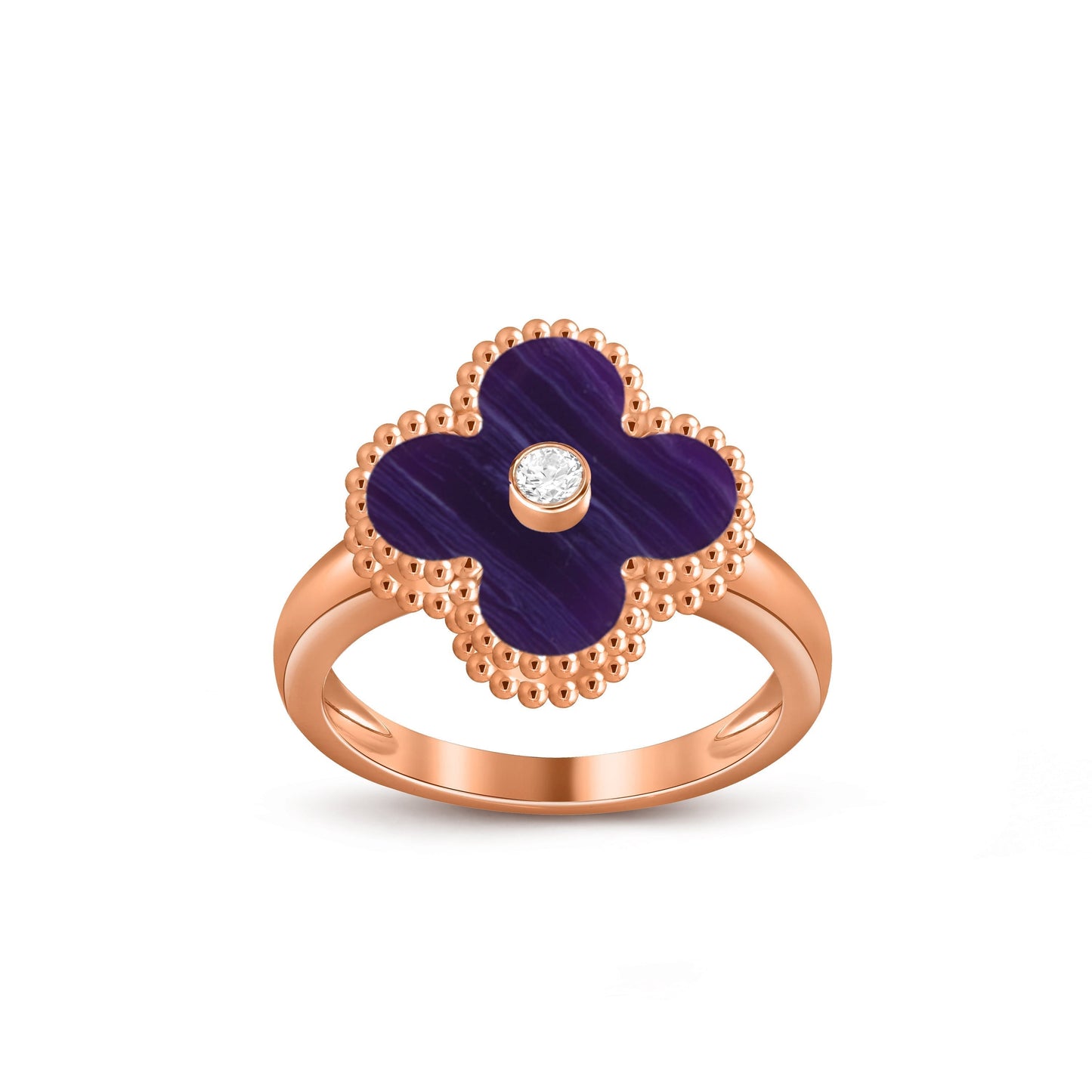 [Zalyn]LUCKY CLOVER DIAMOND-ACCENT ROSE GOLD RING COLLECTION