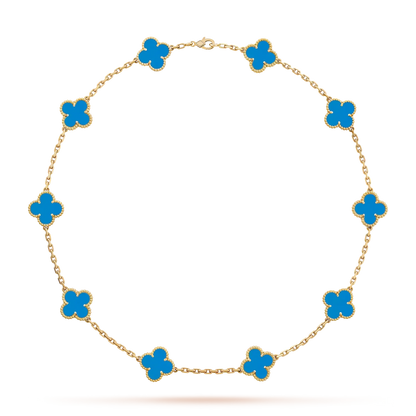 [Zalyn]CLASSIC LUCKY 10-MOTIF CLOVER NECKLACE GOLD COLLECTION