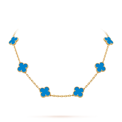 [Zalyn]CLASSIC LUCKY 10-MOTIF CLOVER NECKLACE GOLD COLLECTION
