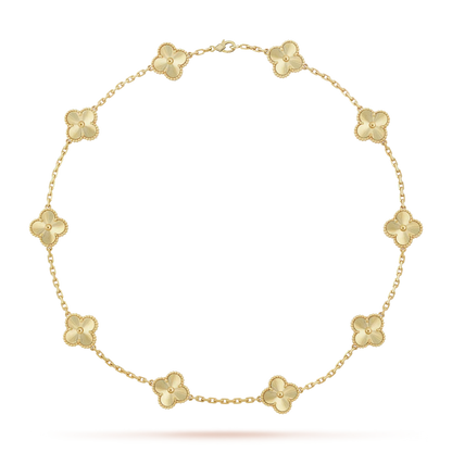 [Zalyn]CLASSIC LUCKY 10-MOTIF CLOVER NECKLACE GOLD COLLECTION