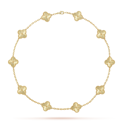 [Zalyn]CLASSIC LUCKY 10-MOTIF CLOVER NECKLACE GOLD COLLECTION