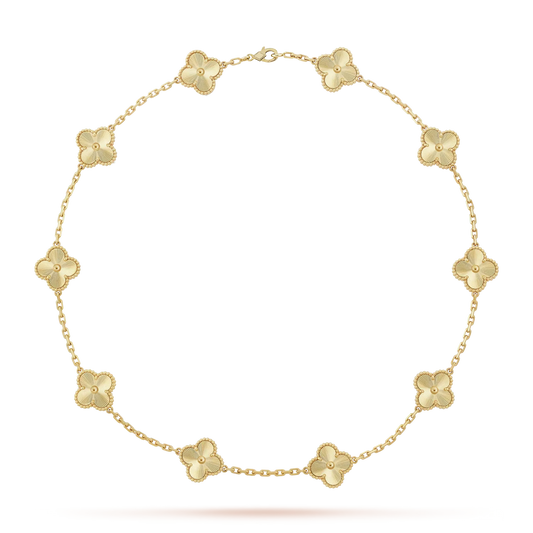 [Zalyn]CLASSIC LUCKY 10-MOTIF CLOVER NECKLACE GOLD COLLECTION