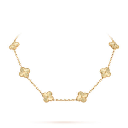 [Zalyn]CLASSIC LUCKY 10-MOTIF CLOVER NECKLACE GOLD COLLECTION