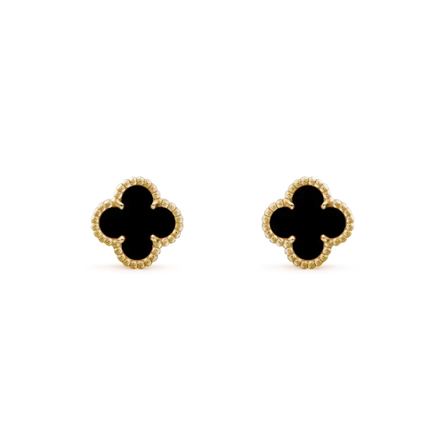 [Zalyn Jewelry ]CLOVER MINI 9.5MM BLACK MOP EARRINGS