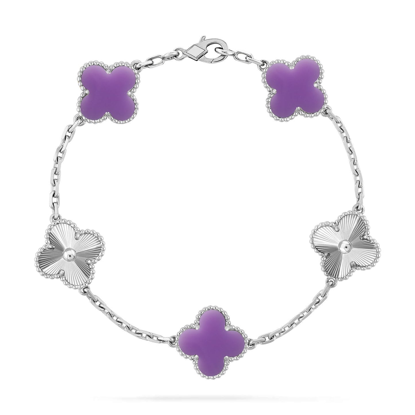 [Zalyn]LUCKY CLOVER 5-MOTIF BRACELET - LAVENDER COLLECTION
