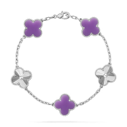 [Zalyn]LUCKY CLOVER 5-MOTIF BRACELET - LAVENDER COLLECTION