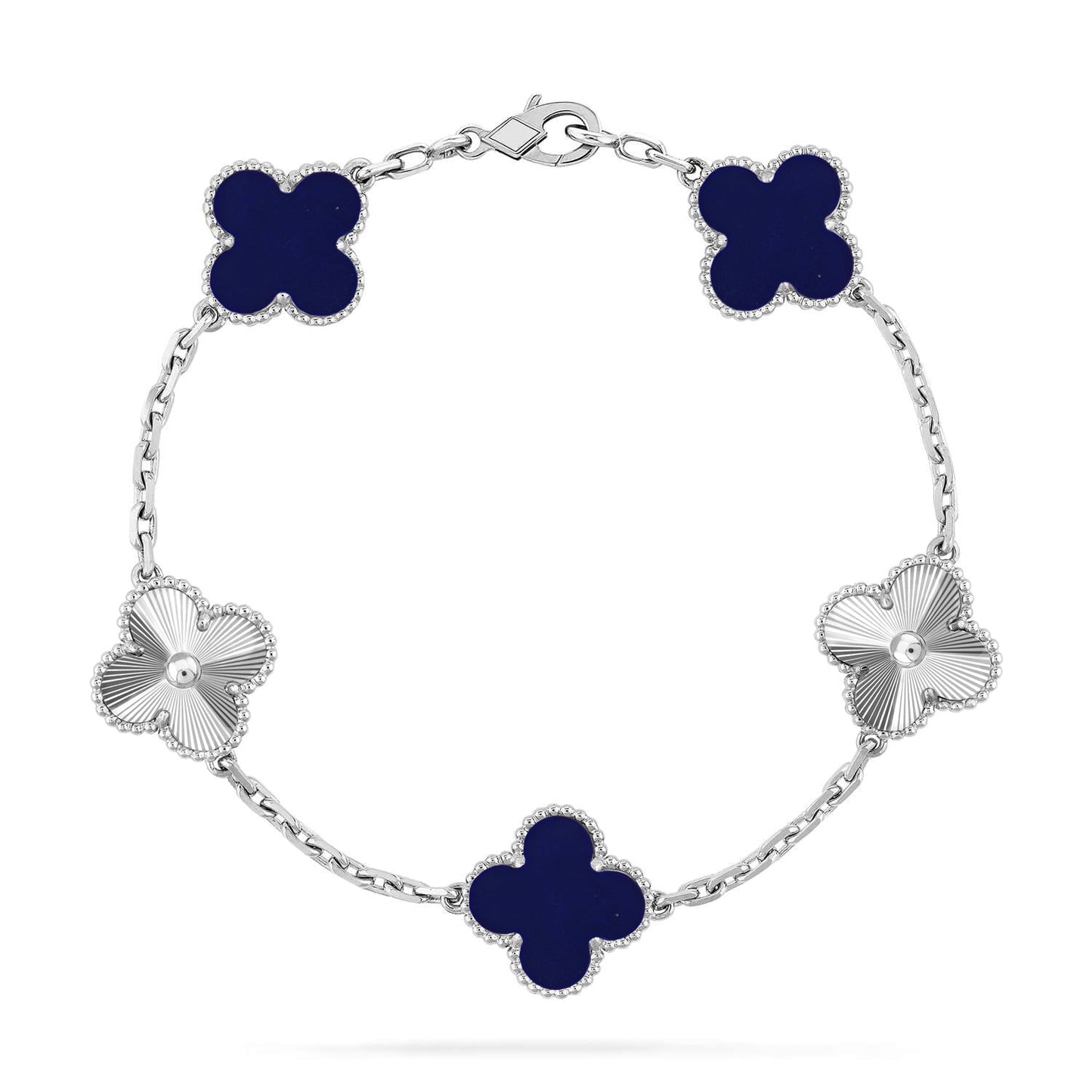 [Zalyn]LUCKY CLOVER 5-MOTIF BRACELET - LAPIS LAZULI COLLECTION
