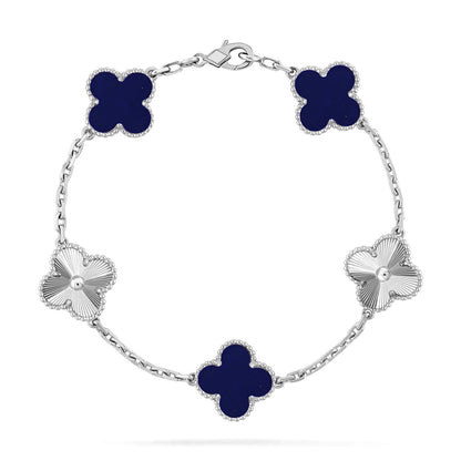 [Zalyn]LUCKY CLOVER 5-MOTIF BRACELET - LAPIS LAZULI COLLECTION