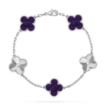 [Zalyn]LUCKY CLOVER 5-MOTIF BRACELET - CHAROITE COLLECTION
