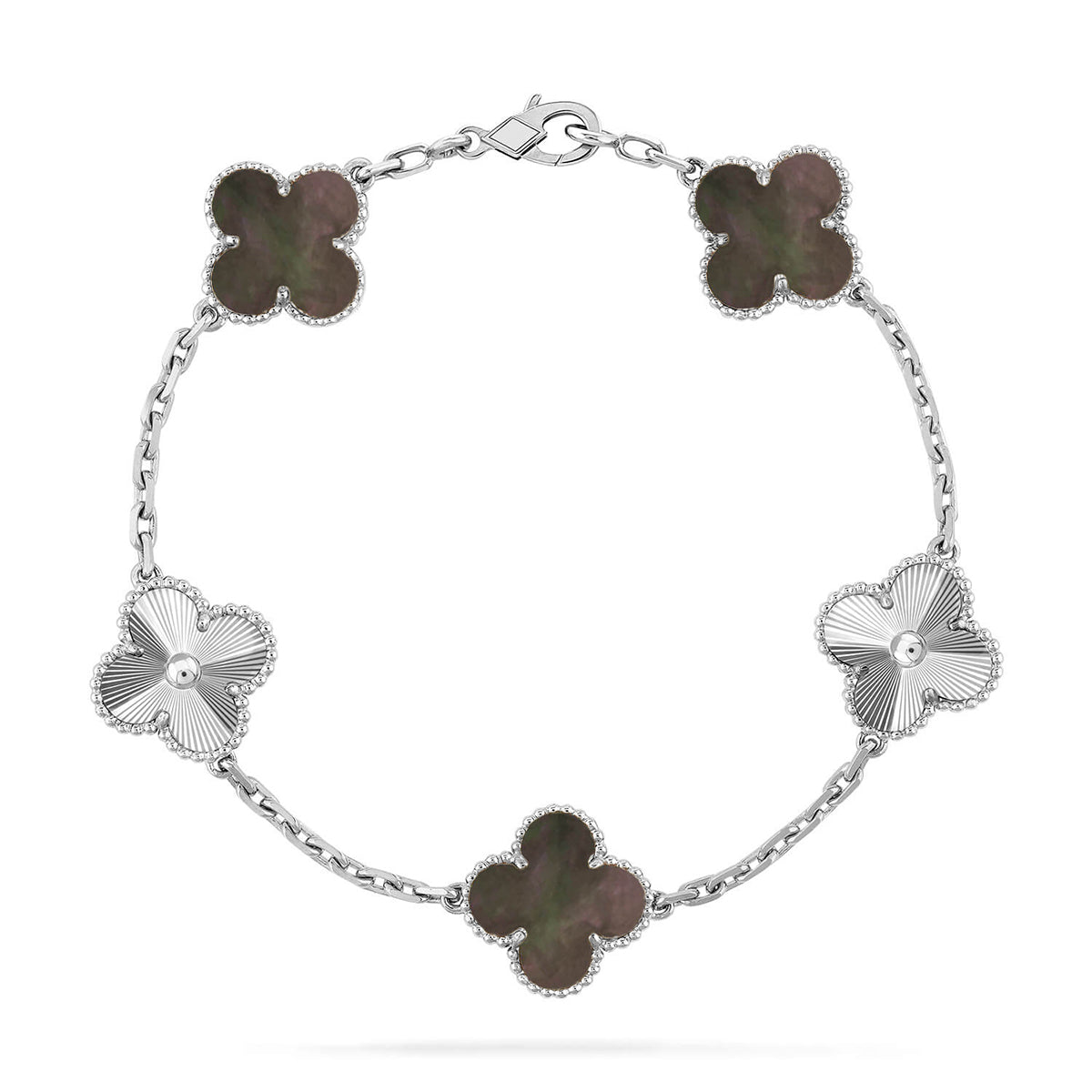 [Zalyn]LUCKY CLOVER 5-MOTIF BRACELET - GREY MOTHER-OF-PEARL COLLECTION