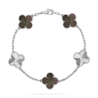 [Zalyn]LUCKY CLOVER 5-MOTIF BRACELET - GREY MOTHER-OF-PEARL COLLECTION