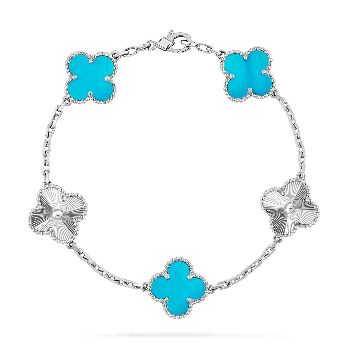 [Zalyn]LUCKY CLOVER 5-MOTIF BRACELET - TURQUOISE COLLECTION