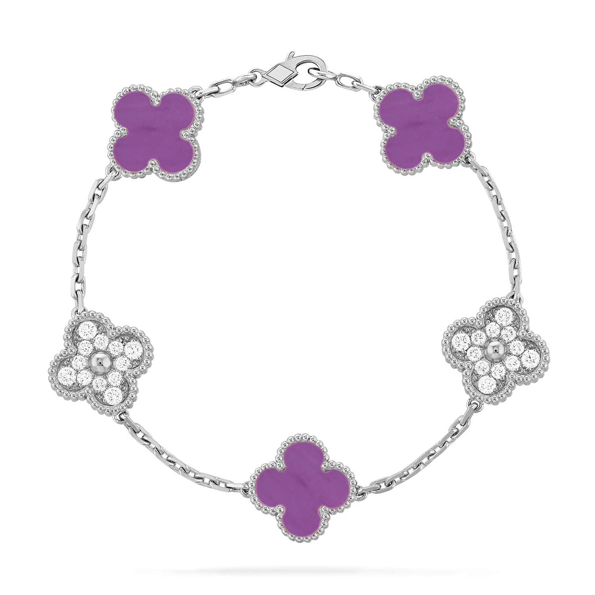 [Zalyn]LUCKY CLOVER 5-MOTIF BRACELET - VIOLET COLLECTION