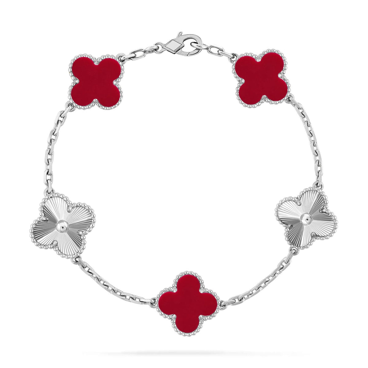 [Zalyn Jewelry ] CLOVER 5 MOTIF RED CORNELIAN BRACELET COLLECTION