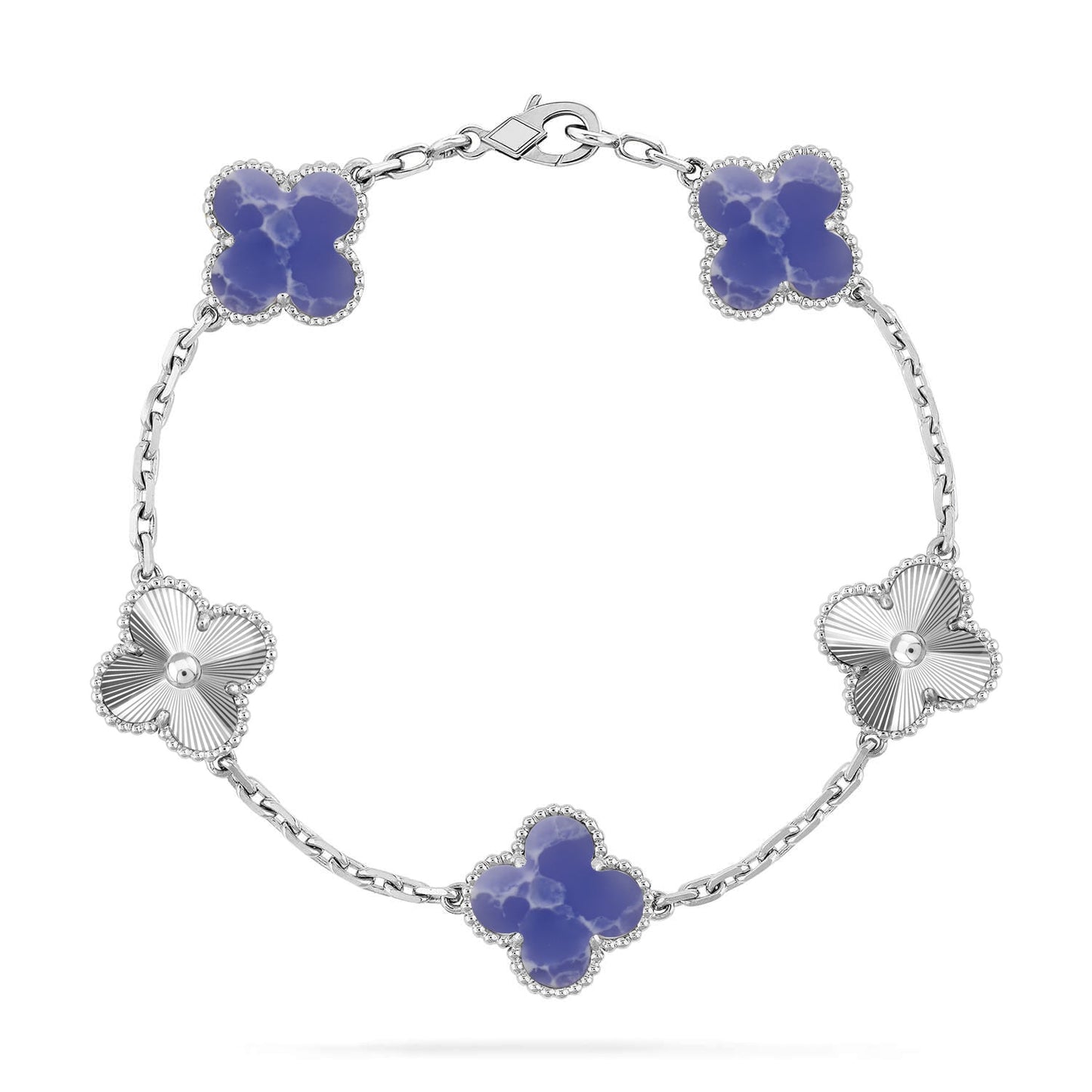 [Zalyn]LUCKY CLOVER 5-MOTIF BRACELET - BLUE LARIMAR COLLECTION