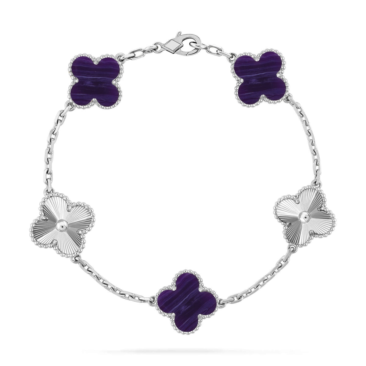 [Zalyn Jewelry ]CLOVER 5 MOTIF PURPLE STRIPES BRACELET COLLECTION